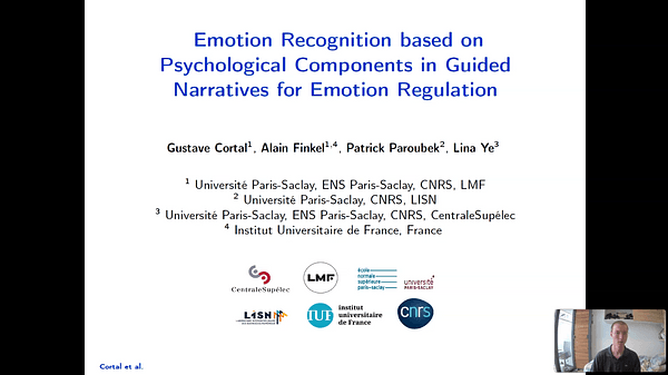 Emotion Recognition based on Psychological Components in Guided Narratives for Emotion Regulation