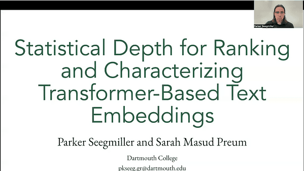 Statistical Depth for Ranking and Characterizing Transformer-Based Text Embeddings | VIDEO