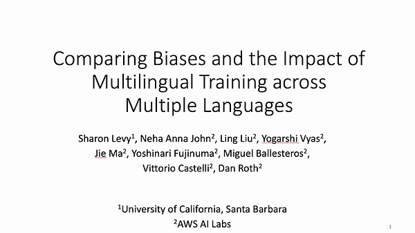 Comparing Biases and the Impact of Multilingual Training across Multiple Languages