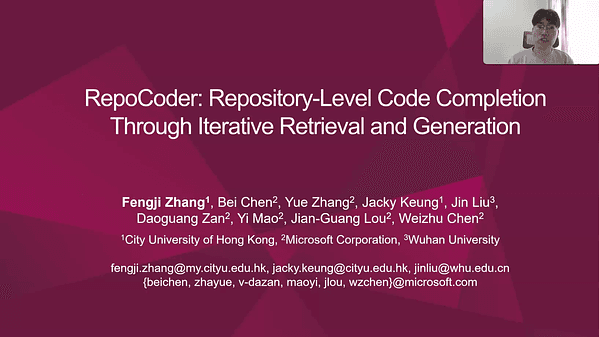 RepoCoder: Repository-Level Code Completion Through Iterative Retrieval and Generation